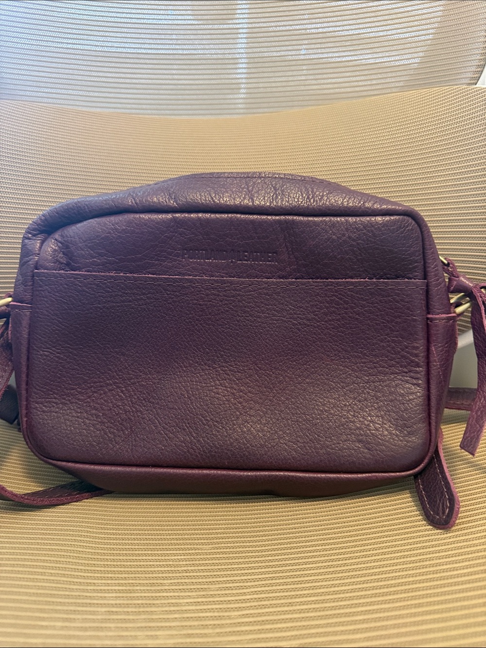 Portland Leather Large Camera Bag- Plum